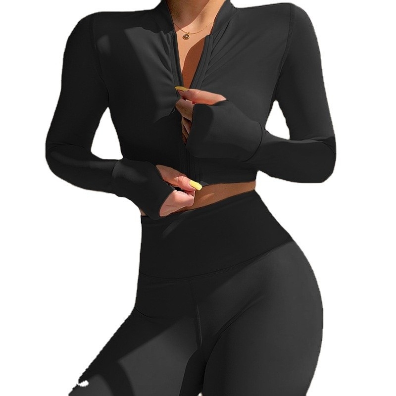 Loose Fit Women's Tracksuit Long Sleeve Gym Set for Fitness Training Midi Length Sport Outfit