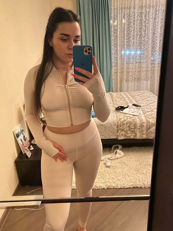 Loose Fit Women's Tracksuit Long Sleeve Gym Set for Fitness Training Midi Length Sport Outfit